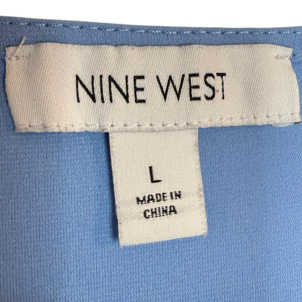 Nine West Baby Blue 3/4 sleeve blouse w/ teardrop keyhole on the neckline Large - Picture 4 of 5